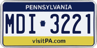 PA license plate MDI3221