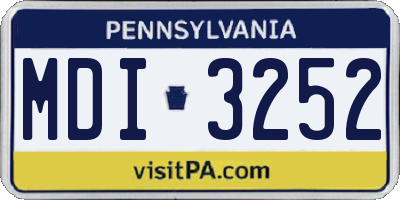 PA license plate MDI3252
