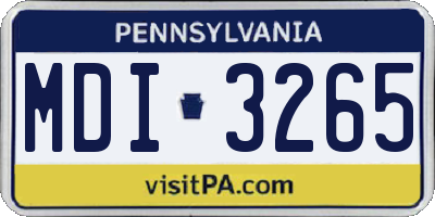 PA license plate MDI3265