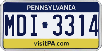 PA license plate MDI3314
