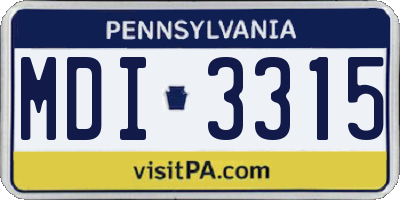 PA license plate MDI3315