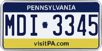 PA license plate MDI3345
