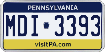 PA license plate MDI3393