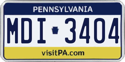PA license plate MDI3404