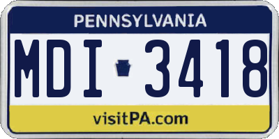 PA license plate MDI3418