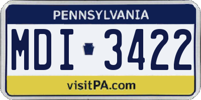 PA license plate MDI3422