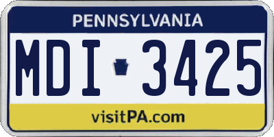 PA license plate MDI3425