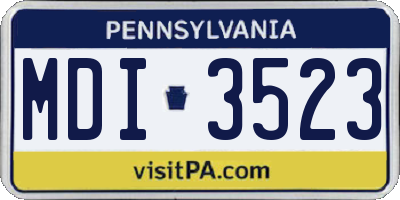 PA license plate MDI3523