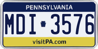 PA license plate MDI3576