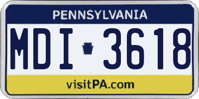 PA license plate MDI3618