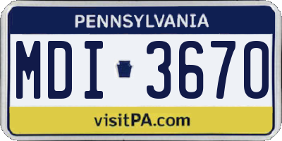 PA license plate MDI3670
