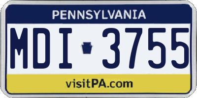 PA license plate MDI3755