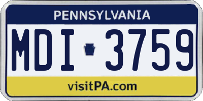 PA license plate MDI3759