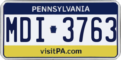 PA license plate MDI3763