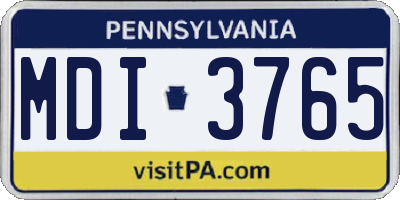 PA license plate MDI3765
