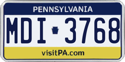 PA license plate MDI3768