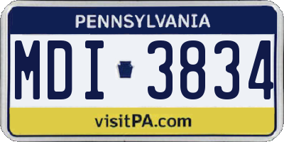 PA license plate MDI3834
