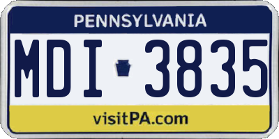 PA license plate MDI3835