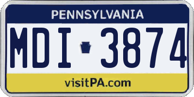 PA license plate MDI3874