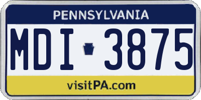 PA license plate MDI3875