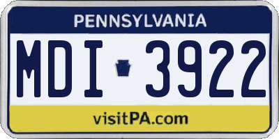 PA license plate MDI3922