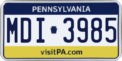 PA license plate MDI3985