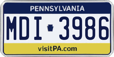 PA license plate MDI3986