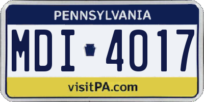 PA license plate MDI4017