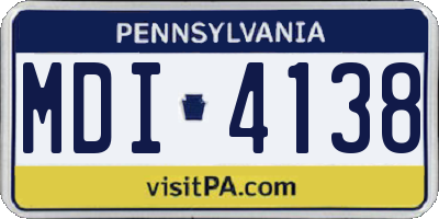 PA license plate MDI4138