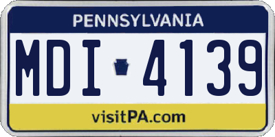 PA license plate MDI4139