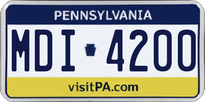 PA license plate MDI4200