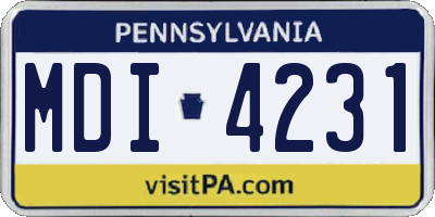 PA license plate MDI4231