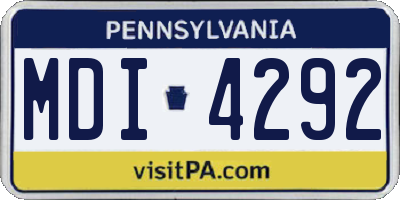 PA license plate MDI4292
