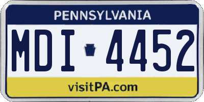 PA license plate MDI4452