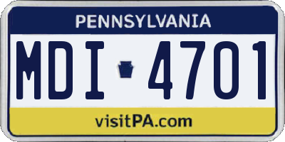 PA license plate MDI4701