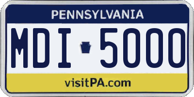 PA license plate MDI5000