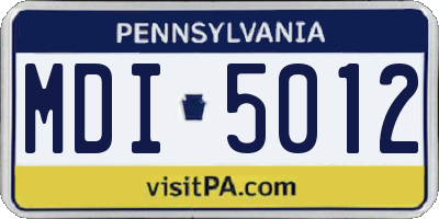 PA license plate MDI5012