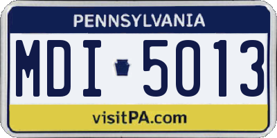 PA license plate MDI5013