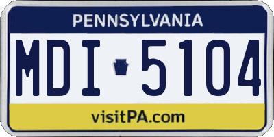PA license plate MDI5104