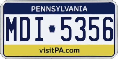 PA license plate MDI5356
