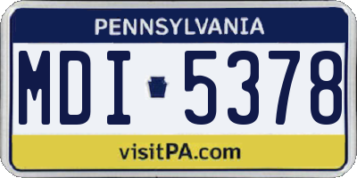 PA license plate MDI5378