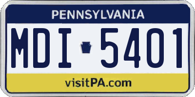 PA license plate MDI5401