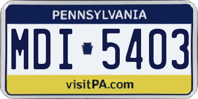 PA license plate MDI5403
