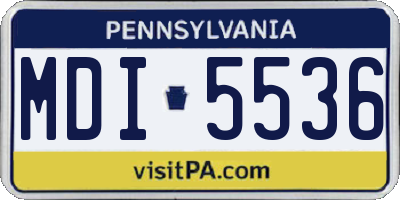 PA license plate MDI5536