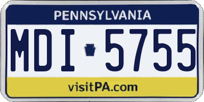 PA license plate MDI5755