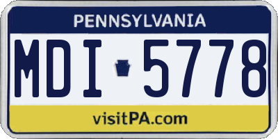 PA license plate MDI5778
