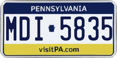 PA license plate MDI5835