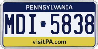 PA license plate MDI5838