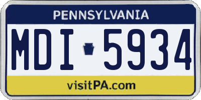 PA license plate MDI5934