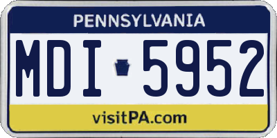 PA license plate MDI5952